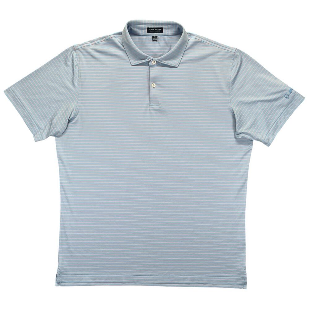 Peter Millar Crown Crafted Polo XL Blue Orange Stripe Performance Golf Shirt